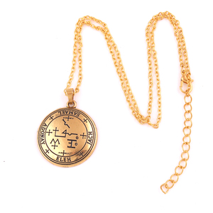 N430การประกันการค้าสีทอง Sigil ของ Samael Angelic จี้ไวกิ้ง Rune สลักตัวอักษรเทวดายันต์สร้อยคอ - Product Image 3