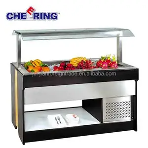 guangzhou junjian factory catering equipment luxury wooden cold display counter for buffet with CE 20 years experience