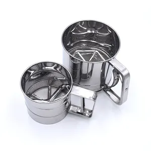 stainless steel hand powder shaker cup flour sieve sugar flour wire filter vibrating sifter strainers