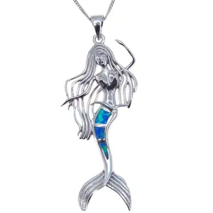 Trang Sức Mỹ 925 Sterling Silver Opal Nàng Tiên Cá Mặt Dây Chuyền