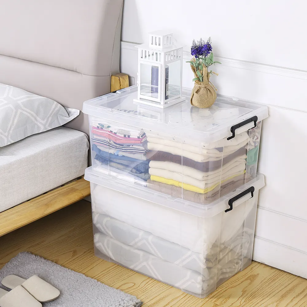 Plastic Storage Box Customized Color Available Transparent Clear Home Wholesale Plastic Pp Storage Case Bin Container Box With Lid