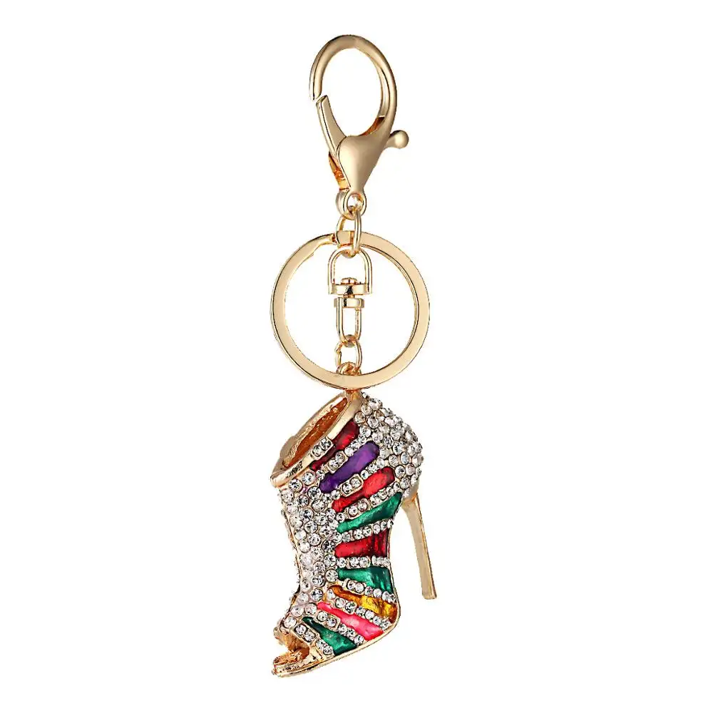 Mặt Dây Chuyền Key Fob Đồ Trang Trí Cô Gái Túi Treo Phụ Nữ Bling Keyring Pha Lê Giày Cao Gót Keychain