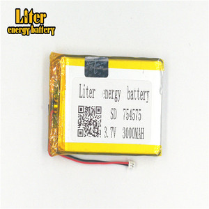 Plug 1,25-2 p 3,7 V 754575 704080 3000 mAh high power LiPo battery Li-polymer battery rechargeable rechargeable lithium battery - Product Image 2