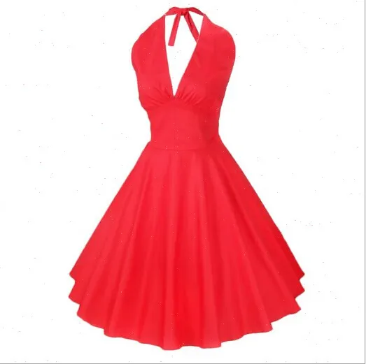 EY0176D 2015 Photo chaude Rouge Rockabilly 50s Ceinturée Polka Dentelle Vintage Rétro Soirée Balançoire Soirée Robe De Bal pour les femmes