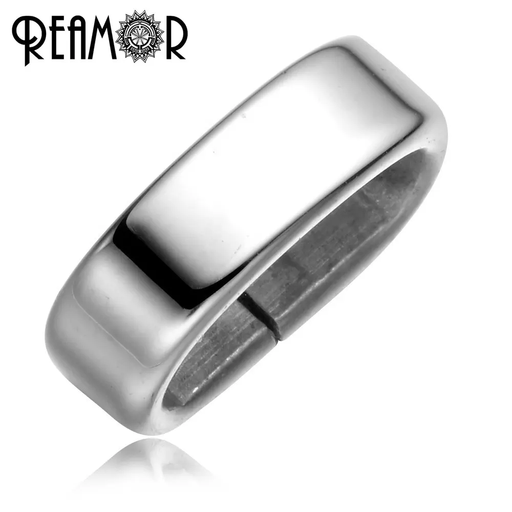 REAMOR High Polished 316l Stainless Steel European Style Beads Square Hole Charms Beads Jewelry Wholesale Spacer Bead