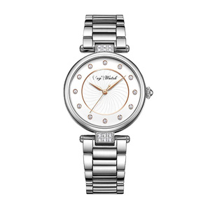 Reloj de pulsera de acero inoxidable de alta calidad para mujer, cronógrafo con correa de acero sólido, movimiento de cuarzo