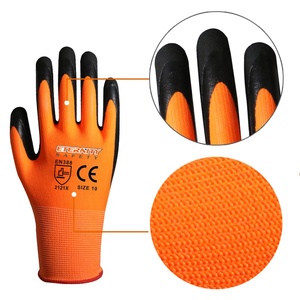 ENTE SEGURANÇA Atacado Personalizado Laranja Preto Luvas De Espuma De Látex Flexível Segurança En388 Luvas De Trabalho Uso Geral