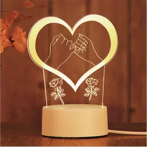 عاشق شكل الرسوم المتحركة الديكور 3D LED نجم كبير عيد الحب ليلة ضوء