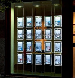 Real Estate Agents Advertising Backlit A3 A4 Acrylic Window LED Light Pockets