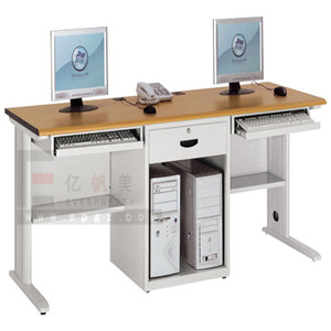 Strong Wooden <strong>Computer</strong> 2-Seater <strong>Table</strong> <strong>with</strong> <strong>Drawer</strong> for Student School <strong>Computer</strong> Room Double <strong>Computer</strong> Desk - Product Image 1