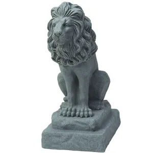 Fome decor Statue Stone Lion Sculpture large black,Supplier Natural Stone Animal Statue,garden medium sized lion statue