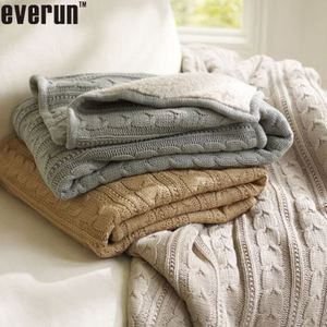 50CI95 00%Cotton Chunky Cable Knit Blanket,bonded With Faux Fur Back, 2013 2014 New