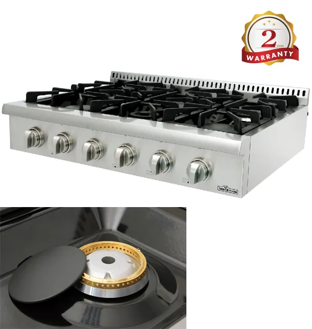 6เตาสแตนเลสในเชิงพาณิชย์ช่วงท็อปส์ซู/ก๊าซกว่า Cooktop ด้านบน