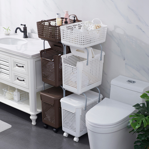 <strong>Plastic</strong> Bathroom Decor Storage <strong>Laundry</strong> <strong>Basket</strong> with Wheels <strong>Plastic</strong> Dirty Clothes <strong>Basket</strong>