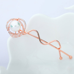 LUOTEEMI de lujo de estilo coreano Venta caliente del pelo accesorio tocado oro Color de rosa perla de flor Boda nupcial pelo <span class=keywords><strong>Clips</strong></span> - Product Image 3