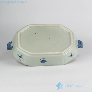 RYVM30 Ancient China <strong>Architecture</strong> <strong>Pattern</strong> Blue and White Ceramic Cheese Plate - Product Image 4