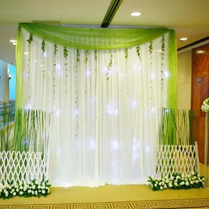 Fast shipping Ice Silk Wedding Backdrop Curtain with Swags for Party Decor