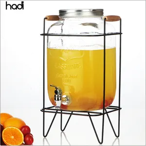 Trung Quốc Nhà Hàng Trang Trí Cung Cấp Nhà Máy Giá 1 Gallon Đồ Uống Uống Quả Vuông Glass Juice Dispenser Với Tap