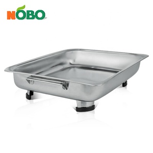 NOBO العلامة التجارية الفولاذ المقاوم للصدأ أواني بوفيه استانلس ستيل حافظة للحرارة الاحترار تخدم صينية مع غطاء زجاجي
