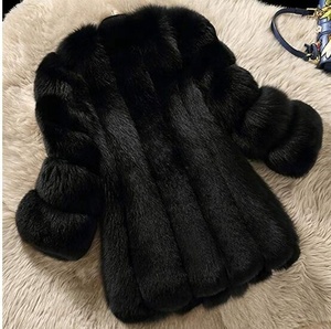 Áo khoác lông giả mink màu hồng dài dành cho nữ, màu đỏ tím, cổ tròn, bán buôn mùa đông - Product Image 6