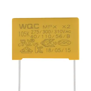 MKP x2电容器1.0uf k 310v mpx 105k 275vac电容器x2安全聚酯薄膜电容器黄色箱型VDE CE