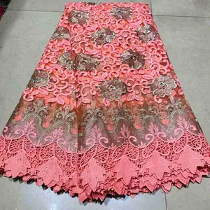 AL2404 Wholesale cheap african guipure embroidered net lace with stones fabric for party dresses