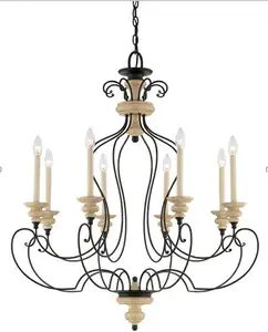 Italiaanse Stijl Moderne Decoratie Antieke Mat Zwart Hout Hanglamp