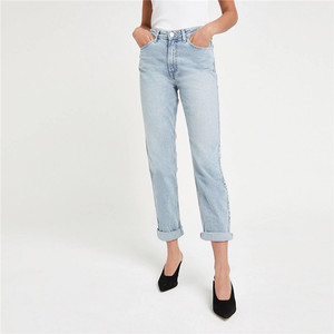 Service D'OEM dames bleu clair maman denim jeans classique lavé denim pantalon pour les femmes - Product Image 1