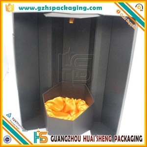 Branded negro hexagonal forma cartón caja de regalo para envases la extensión del pelo - Product Image 6