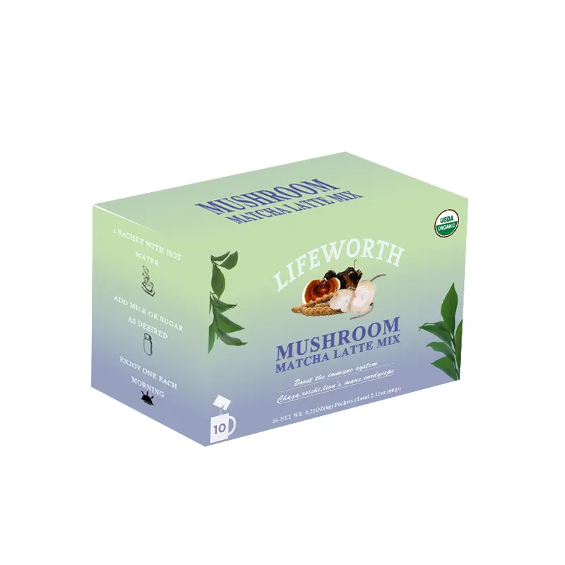 Lifeworth lions mane mushroom latte matcha tea green tea herbal