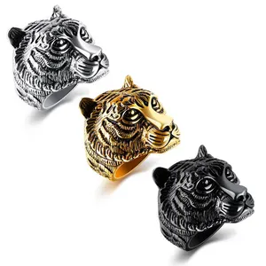2019 оптовая продажа, индивидуальное 3D кольцо из нержавеющей стали с головой тигра для мужчин, ювелирные изделия