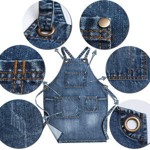 Delantal Vaquero Resistente de Mezclilla con Diseño Cruzado Impermeable, Personalizable, Sin Mangas, con Presilla para Toalla y Bolsillos para Herramientas - Product Image 3