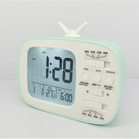 Jam Alarm Meja Elektronik Kalender Termometer Snooze Lampu Latar ABS Tampilan Waktu