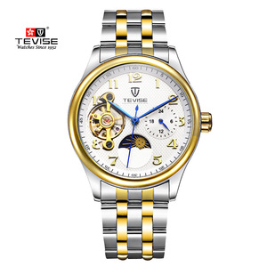Tevise Nuevo reloj de Los Hombres del Reloj Negro, encanto Reloj Con Fase Lunar - Product Image 5