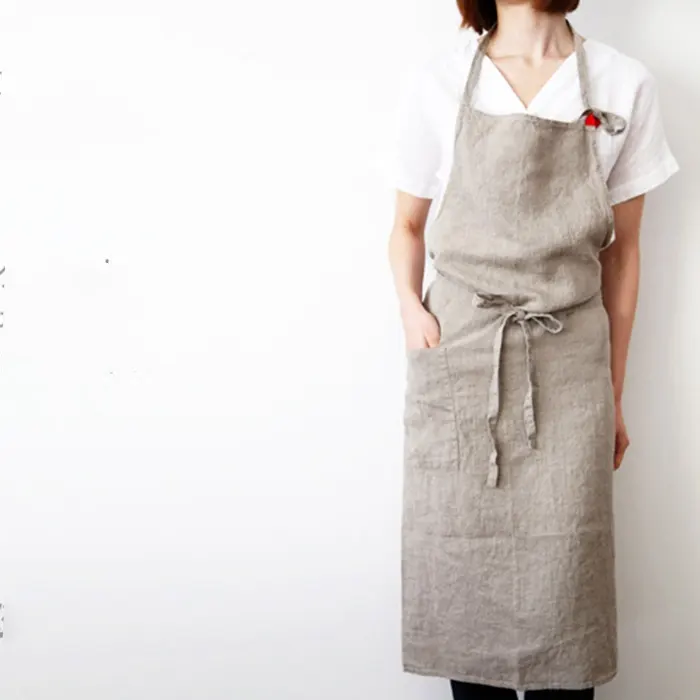 Phụ Nữ Cotton Linen Cross Back Tạp Dề Nhật Bản Nội Trợ Bọc Pinafor Dress New Garden House Tạp Dề