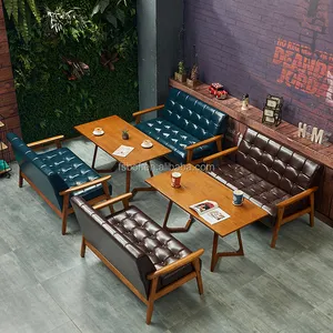 Bilik Restoran Murah Gaya Baru Sofa Makan Kulit Kayu Solid untuk Dijual R1737