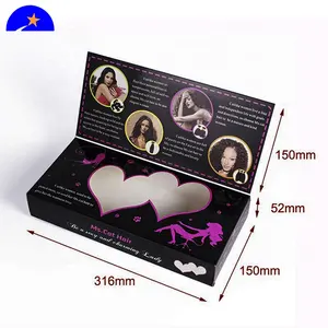 Custom paper hair bundle packaging box supplier, packaging box hair extension custom printing for hair extension packaging