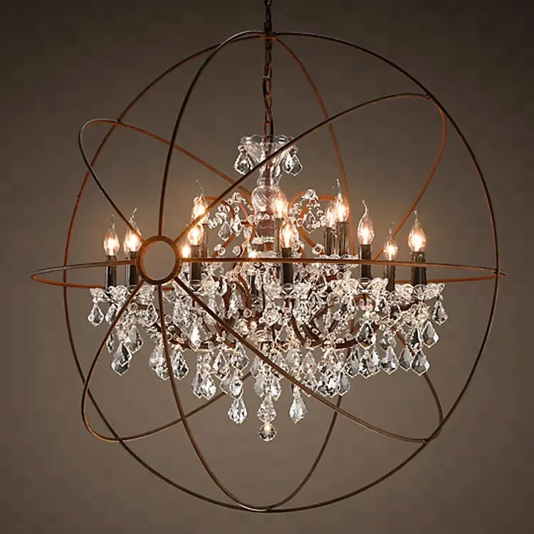 Lampadario di cristallo moderno Vintage Orb illuminazione lampadari a candela rustici lampada a sospensione a sospensione per la decorazione domestica dell'hotel CZ2518/18