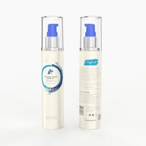 120ml weiße Haaröl leere Flaschen, Sprüh lotion Pump flasche, kosmetische Serum flasche mit Siebdruck und Silber kragen pumpe