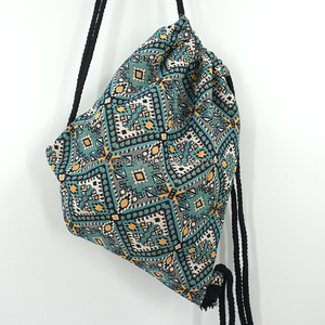 <span class=keywords><strong>Zaino</strong></span> in <span class=keywords><strong>Tessuto</strong></span> per Donne, Stile Bohémien Marrone con Coulisse, Design Gitano Chic - Product Image 2