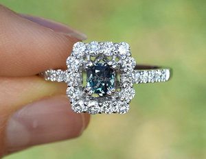 Natural Alexandrite 14k White <strong>Gold</strong> Diamond <strong>Cocktail</strong> Engagement <strong>Ring</strong> - Product Image 3