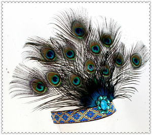 Groothandel Pauw Carnaval veer Originele Indiase hoofdtooi/feather hoofdband/veer haaraccessoires