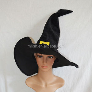 Halloween negro <span class=keywords><strong>de</strong></span> peluche <span class=keywords><strong>de</strong></span> alta alto gran hechicera <span class=keywords><strong>sombrero</strong></span> <span class=keywords><strong>de</strong></span> <span class=keywords><strong>bruja</strong></span> MHH145 - Product Image 2