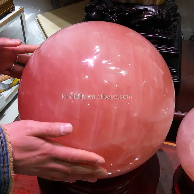 큰 자연적인 닦은 로즈 석영 돌 구체 분홍색 수정같은 공