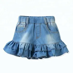 Прямая поставка с фабрики D & S, джинсовая детская юбка, винтажная юбка с оборками в несколько рядов, Джинсовая юбка, красивые юбки для девочек, детские юбки для девочек