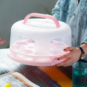 Moules à gâteaux avec porte-gâteau Boîte à gâteaux ronde en plastique à emporter avec plateau à cupcakes - Product Image 1