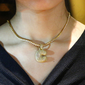 Hip Hop Dei Monili Zircone Cubico A-Z <span class=keywords><strong>Nome</strong></span> Personalizzato In <span class=keywords><strong>Argento</strong></span> Lettere Diamante Della <span class=keywords><strong>Collana</strong></span> Del Pendente <span class=keywords><strong>con</strong></span> campi da tennis Catena Per Le Donne Degli Uomini - Product Image 6