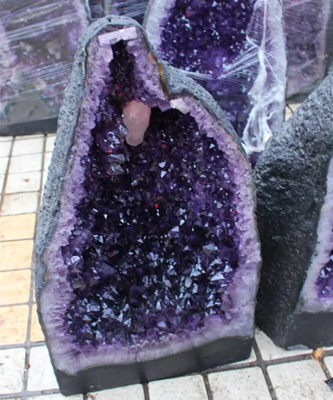 Natural Large Amethyst Geodes For Sale, Associated With Calcite
