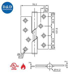 4 Inch Thép Không Gỉ <span class=keywords><strong>Rising</strong></span> Butt Bản Lề Cho Cửa Gỗ - Product Image 2