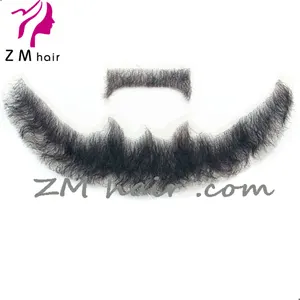 ZMHAIR-Barba de cabello humano falso, hecha a medida, barba cosmética